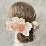 【Orchidée rose pâle 】 淡いピンクの胡蝶蘭髪飾り×和玉と水引　和の髪飾り　ウェディング　結婚式　二次会　成人式　卒業式