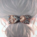 チャコール　インド刺繍リボン髪飾り　選べるパーツ　秋冬コレクション