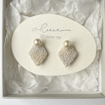 「euphoria〜多幸感」6mmコットンパール.刺繍ピアス.刺繍イヤリング.350