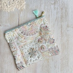大人可愛いミニポーチ♡ インド刺繍ポーチ　インド刺繍生地　リップポーチ　アクセサリーポーチ　キーケース　カードケース　ファスナー12㎝