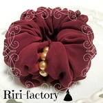 【11月末まで100円引き💕】【4色限定】さらにもこもこ✨シャンパンゴールドパール付き🌟ふわもこシフォンシュシュ❤(バーガンディ)