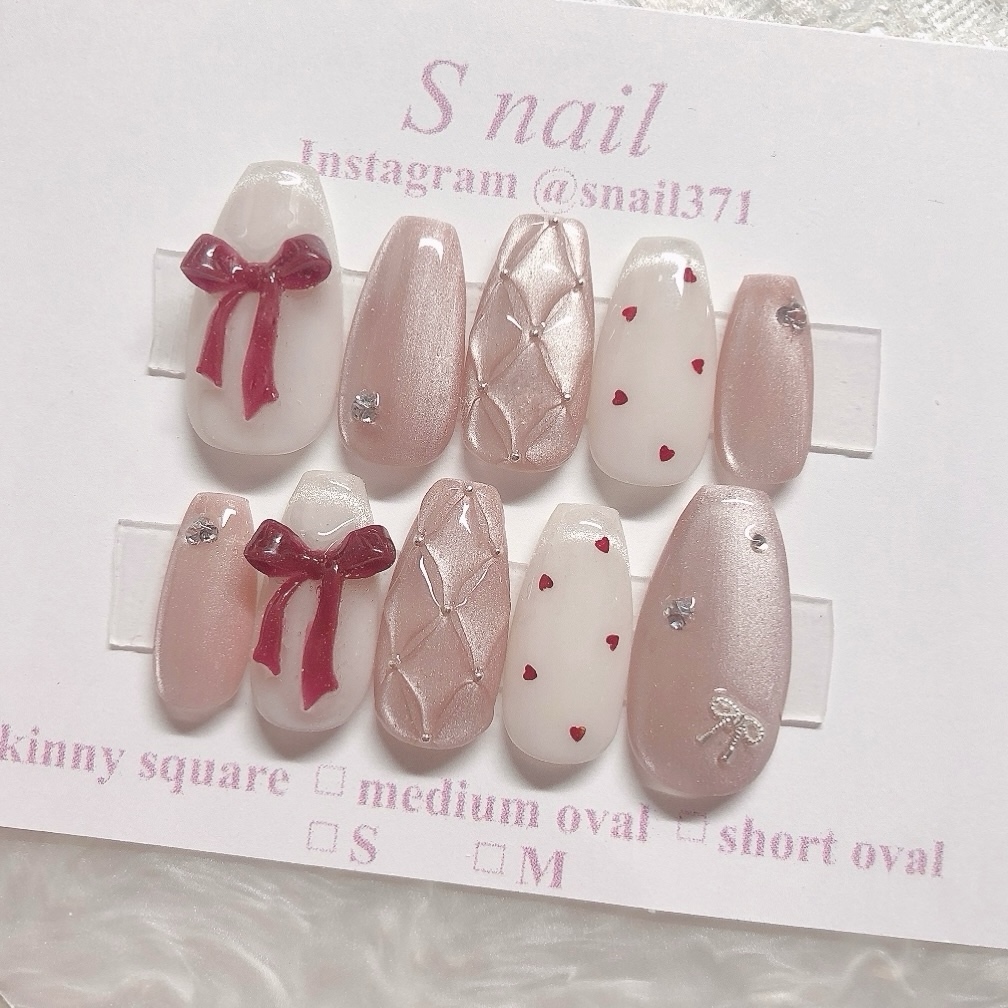 ネイルチップ オーダー マグネット フレンチガーリー キルティング 韓国 リボン 4ff89d15252f907a430953956b97de