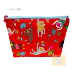 【贈り物にもオススメ】笑顔になれる♪カラフル猿柄ポーチ 紺色×水色