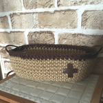 麻紐のクロスモチーフのカゴ(小)