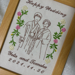 ウェディングボード　刺繍　線画刺繍　写真　オーダー　オリジナル　【OPEN記念価格】