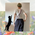 グレーリボン×ピンクレース　猫ちゃんインド刺繍リボン　ショルダーストラップ