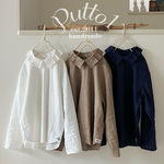 選べる3色【受注生産】リネン又はリネンコットンのタックカラーのプルオーバーブラウス・長袖