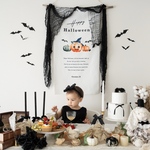 ハロウィン タペストリー くすみカラー 水彩イラスト 壁飾り ベビーフォト ハーフバースデー おうちフォト 韓国インテリア 風船 ステッカー