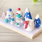 置物　雪の妖精と冬のオーナメント／秋　冬　ミニチュア　粘土　オブジェ　インテリア　飾り　動物　しろくま　雪だるま