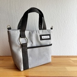 ライトグレー×ブラック＊リングトートバッグ＊帆布トートバッグ＊ショルダー対応
