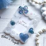 角度でカラー変化 クリア ホイップデコ 硬質トレカケース B8 チェキ マグネット ジェル リボン ハート ブルー パープル 上品 カード ケース