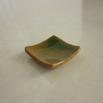 ミニチュア陶器☆角皿　青ガラス　ときわ