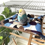バードハンモック　Mサイズ　幾何学インコ　ブルー　裏フリース　ドミット芯入り