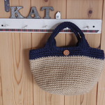 オトナbag◎　麻紐ナチュラル ×ネイビー　size:M