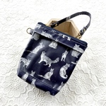 片面クリア マチ付きポーチ/ミャオウ/リバティ生地使用/ラミネート/推し活ポーチ