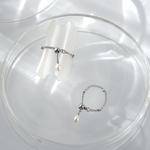 サージカルステンレス SUS316L スライドボールチェーンリング　淡水パール　極小　調節可能　フリーサイズ　サイズオーダー可能