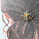 【期間限定価格】大人可愛い ✴︎ブルー フラワーポニーフック ✴︎ハンドメイド ヘアアクセサリー
