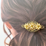【期間限定価格】ホワイトフラワー×ゴールド  ＊ポニーフック  大人上品ヘアアクセサリー