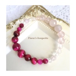 ピンクタイガーアイとローズクォーツのブレスレット