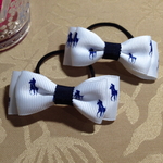 ホース柄ダブルリボンのヘアゴム(2個セット)