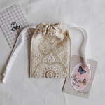 インド刺繍リボンのカードポーチ/シルクベージュ