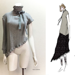 【1点もの・デザイン画付き】綿100%針抜きニット生地アシメトリートップス（KOJI TOYODA）