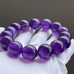 ★天然石★男女兼用♡15mm♡高品質色濃♡天然ウルグアイ産アメジストブレスレット