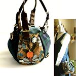 《再販》ちょっぴり大人な風船がま口バッグ【花飾り&ブラックウォッチ】2ＷＡＹバッグ