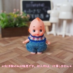 バルーンロンパース【濃い水色・濃いピンクの小花】❤︎handmade❤︎5cmキューピーちゃんサイズ