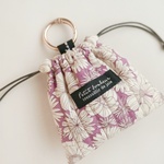 ミニ巾着チャーム【 線画フラワー / ピンクパープル 】           