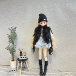 再販予定なし　黒　フリンジ　ファー　ジレ　ベスト　リカちゃん　ピュアニーモ　ワンピース　ジャケット　
