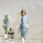 再販予定なし　グレー　フリンジ　ファー　ジレ　ベスト　リカちゃん　ピュアニーモ　ワンピース　ジャケット　