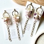 💜一点モノ💐ボリュームパールフラワーピアス