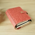 小花柄が可愛い薄紅色のたっぷり挟めるミニ6システム手帳