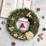 【予約販売】クリスマス✳︎もこもこサンタの クリスマスリース M / ギフトラッピング / 選べるサンタピック付き  / クリスマス /ドライリース / プリザーブドフラワー 