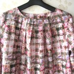 Мサイズ　リバティ　アーカイブギンガムのタックブラウス　ローズ系