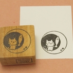 ゴム版はんこ・ねこと月とさかな