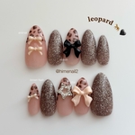 新作⟡.*【No.10】🍂レオパード柄×ブラウン ネイルチップ🐆🖤 ブラウン レオパードネイル ヒョウ柄ネイル フラッシュ アニマルネイル アニマルデザイン 茶色 ひょう柄 冬 ヒョウ柄 手描きアート