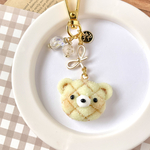 メロン色のくまちゃんメロンパン♡レジンのミニチュアスイーツキーホルダー