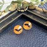 月夜に舞うコウモリ — Halloween Orange ピアス —　ハロウィン　オレンジ　こうもり　ペア　さりげなく