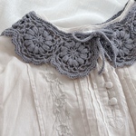 ぷっくり花モチーフのつけ襟　cotton グレー