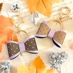 反射板 リフレクター キーホルダー バッグチャーム リボン ライトパープル 大人かわいい 大人女子  通勤 就職祝い  母の日 ギフト