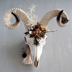 Botanical Bone 羊スカル × アーティフィシャルフラワー 壁掛けインテリア（Sheep ver.）