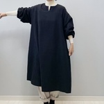 ひよりワンピース。ダブルガーゼ。ブラック。身幅・袖幅たっぷりで着やすいタイプ。【即納】