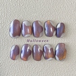 Halloween 👻　　/ハロウィン ネイルチップ 紫　オレンジ　マグネット　個性