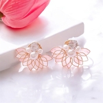 [4]華やかキラキラフラワー(ピンク)♡お花ピアス/イヤリング