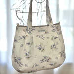 タックトート＊ラベンダーグレー＊＊リーフフラワー＊マグネット開閉＊トートバッグ＊肩掛けOK