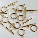 〈ゴールド〉15mm 2ペア ステンレス マンテル カン付き 留め具 パーツ  