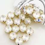 《14こ入り》ラウンド8mm・ホワイトAB　　ガラスストーン