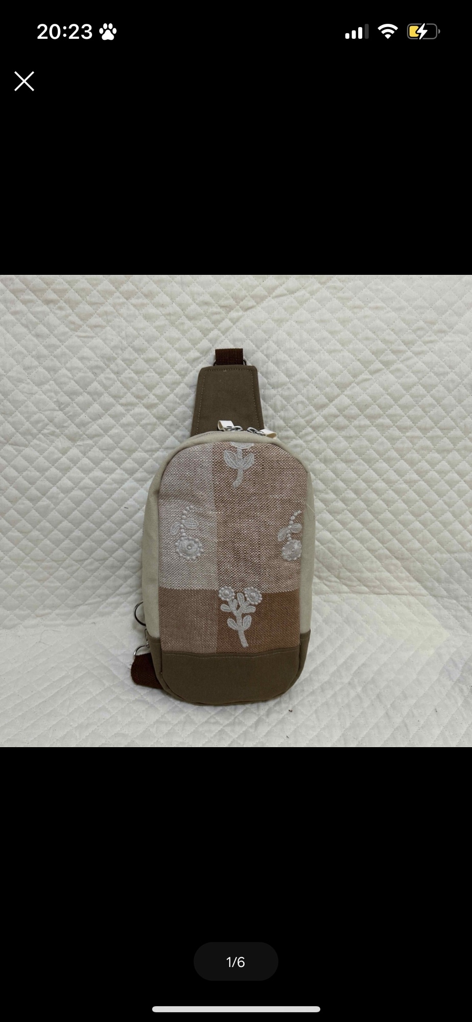 ミナペルホネン ハンドメイド  BOXタイプボディバッグ ボヌール　ベージュ
